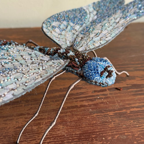 Hand-Beaded Blue Eyed Darner Dragonfly by Trovelore