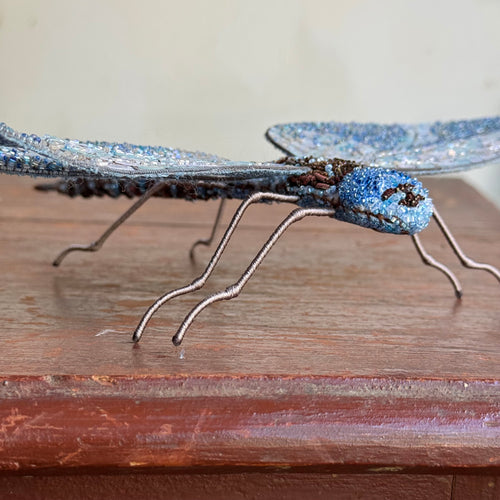 Hand-Beaded Blue Eyed Darner Dragonfly by Trovelore
