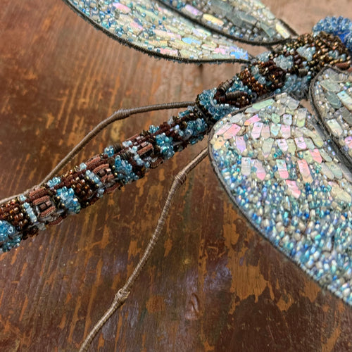 Hand-Beaded Blue Eyed Darner Dragonfly by Trovelore