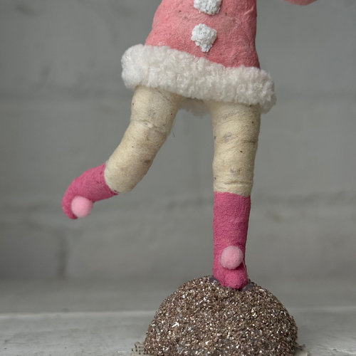 Spun Cotton Pink Valentine's Day Girl with Snowballs #19