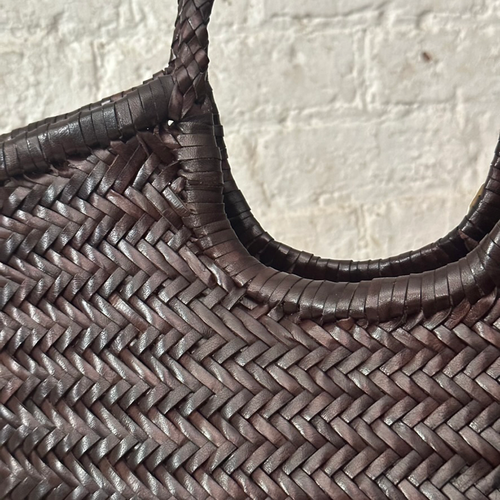 Leather Dragon Diffusion Nantucket Big Basket Tote in Dark Brown