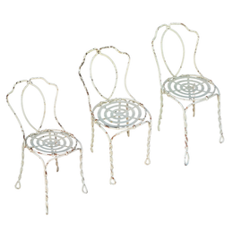 Set of 3 French 19th-century Twisted Iron Garden Chairs