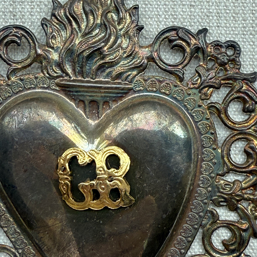 19th-century Italian Ex-Voto Sacred Silver Heart (No. 101)