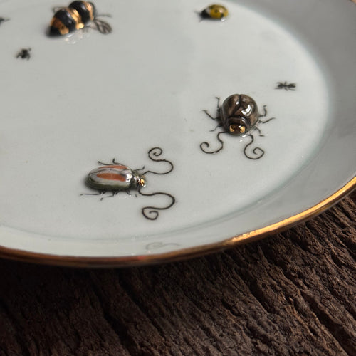 Two Beetles, Lady Bug & Bee Bug Plate (BC238)