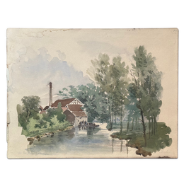 19th Century French Watercolor Painting by Alphonse Baril (#37)