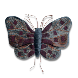 Butterfly Silk Velvet Embroidered Butterfly in Indigo