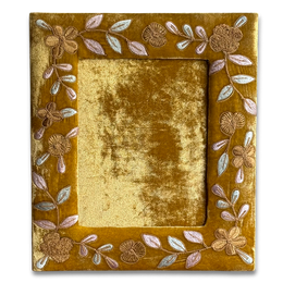 Sona Silk Velvet Embroidered Tabletop Frame in Antique Gold (#1)