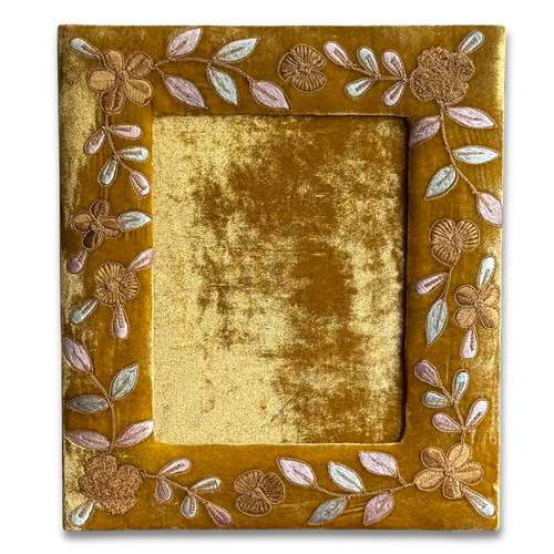 Sona Silk Velvet Embroidered Tabletop Frame in Antique Gold (#1)