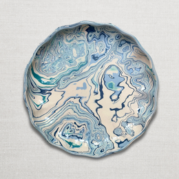 Marbled Round Scalloped Dish in Bora Bora (BC #701)