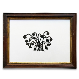Hugo Guinness "Flower Arrangement" Linocut in a Vintage Frame