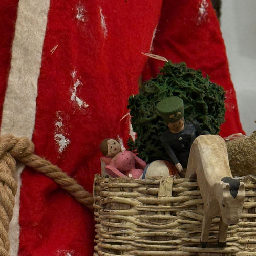 Electric Nodding Santa with Red Felted Coat & Basket of Toys