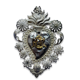 19th-century Italian Ex-Voto Sacred Silver Heart (#1)