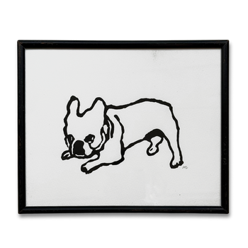 Hugo Guinness "Mark's Dog" Linocut in a Vintage Frame