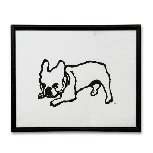 Hugo Guinness "Mark's Dog" Linocut in a Vintage Frame
