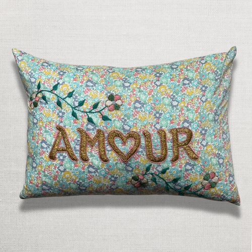 "Amour" Embroidered Cushion (CS 09-01)