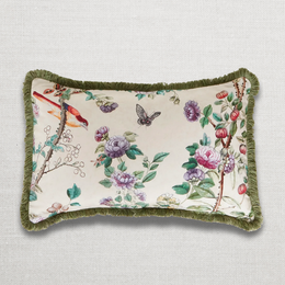 Large Canton Fringe Pillow in Green (No. 70A) with Linen Backing