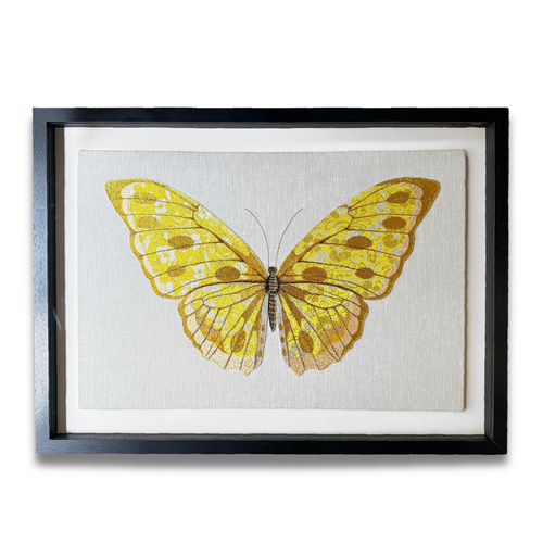 Hand Embroidered "Yellow & Gold Butterfly" by Zara Merrick