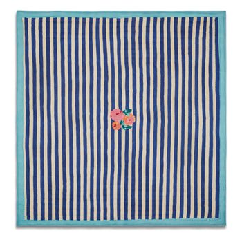 Lisa Corti Reversible King Quilt in Nizam Stripes Blue Natural 250 x 270cm