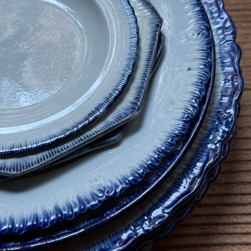 19th-century Blue Feather Edge Ironstone Plate (G)