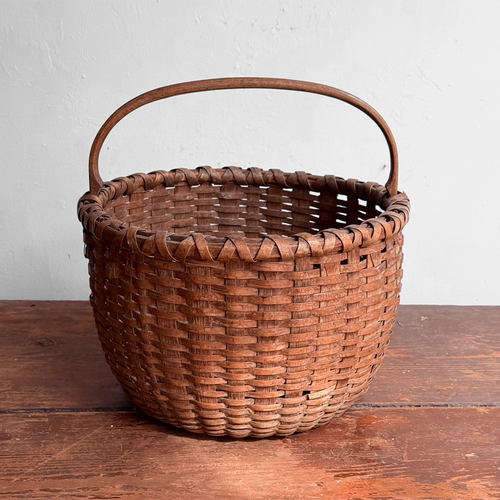 19th-century American Hand-Woven Splint Ash Basket