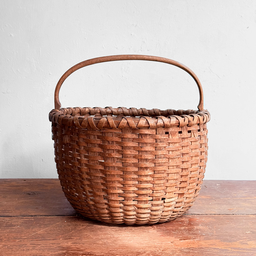 19th-century American Hand-Woven Splint Ash Basket