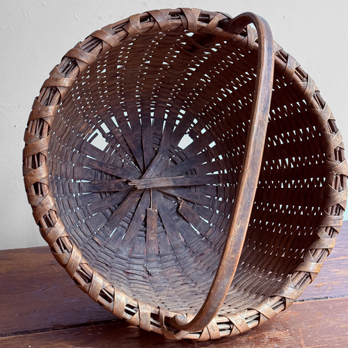 19th-century American Hand-Woven Splint Ash Basket