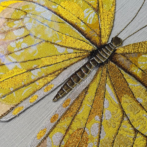 Hand Embroidered "Yellow & Gold Butterfly" by Zara Merrick