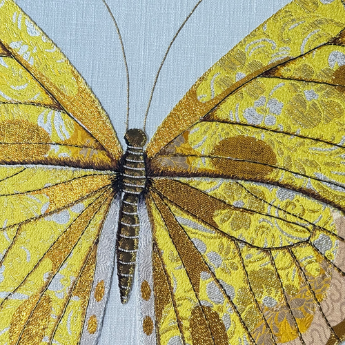 Hand Embroidered "Yellow & Gold Butterfly" by Zara Merrick