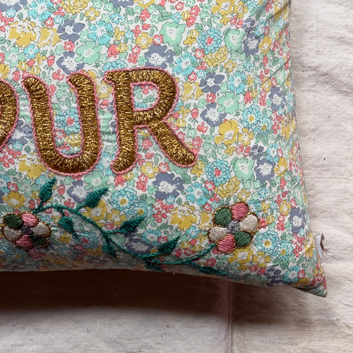"Amour" Embroidered Cushion (CS 09-01)