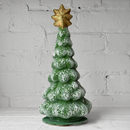 Papier-Mâché XL Green & White Beaded Tree