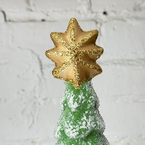 Papier-Mâché XL Green & White Beaded Tree