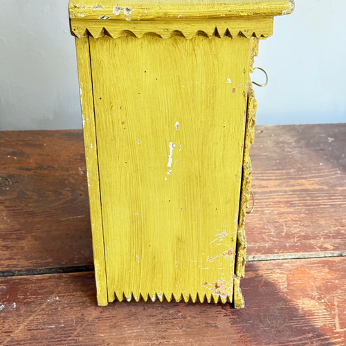 20th-century Yellow Painted Tramp Art Cabinet