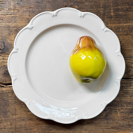 Trompe L'oeil Pear Plate with Scalloped Rim