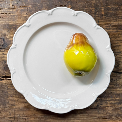 Trompe L'oeil Pear Plate with Scalloped Rim