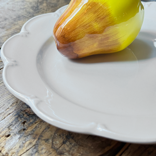 Trompe L'oeil Pear Plate with Scalloped Rim