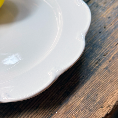 Trompe L'oeil Pear Plate with Scalloped Rim