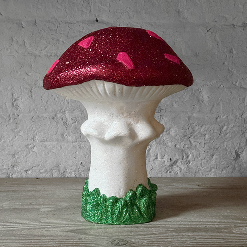 Large Glitter Mushroom in Burgundy & Pink
