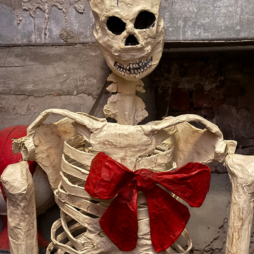 Papier-Mâché Skeleton with Bow