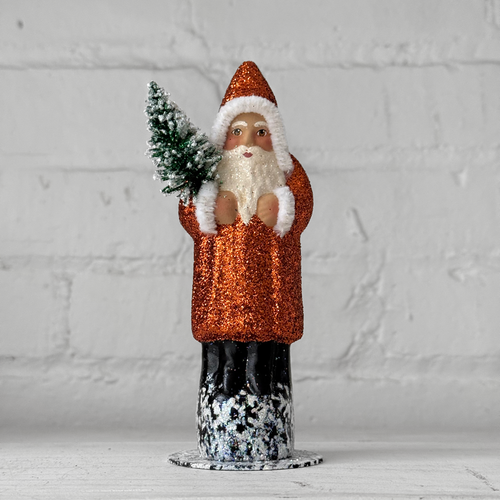 Papier-Mâché Glitter Santa in Copper