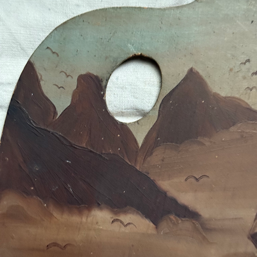 Vintage Palette-shaped Seascape Painting