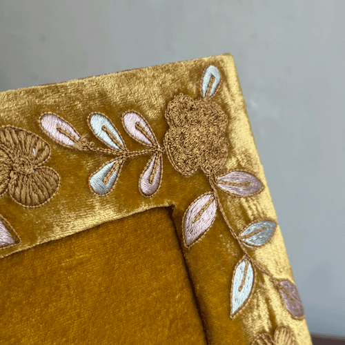 Sona Silk Velvet Embroidered Tabletop Frame in Antique Gold (#1)