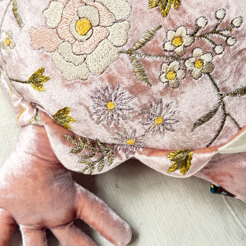 Sophia Embroidered Big Silk Velvet Turtle in Pink Quartz