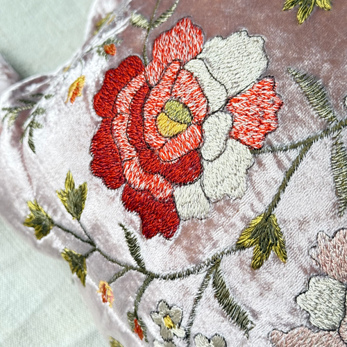 Sophia Embroidered Big Silk Velvet Turtle in Pink Quartz