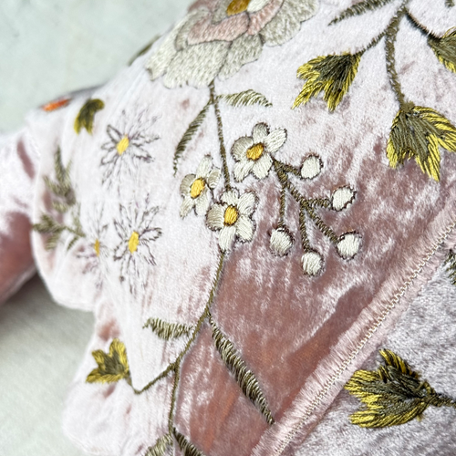 Sophia Embroidered Big Silk Velvet Turtle in Pink Quartz