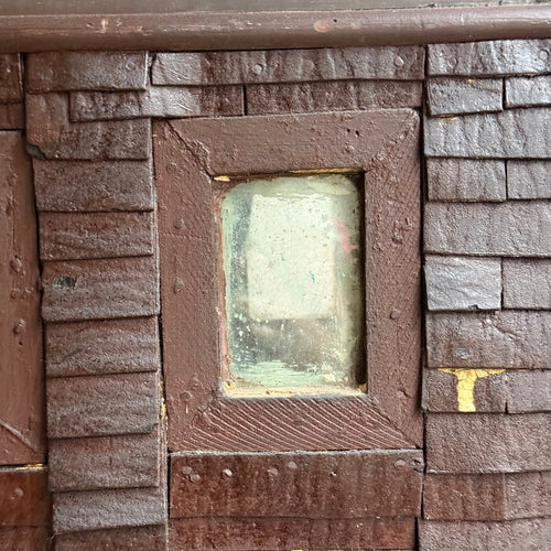 Early 20th-century Folk Doll House on Wheels with Front Opening