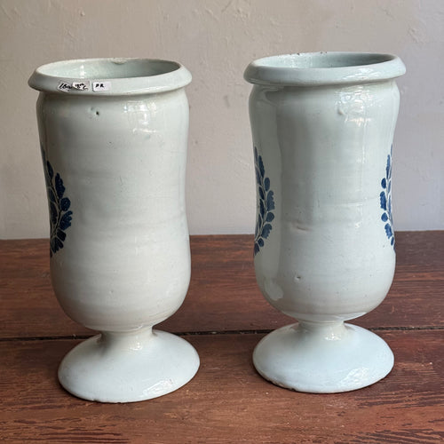18th-century French Faience Apothecary Jar Pair