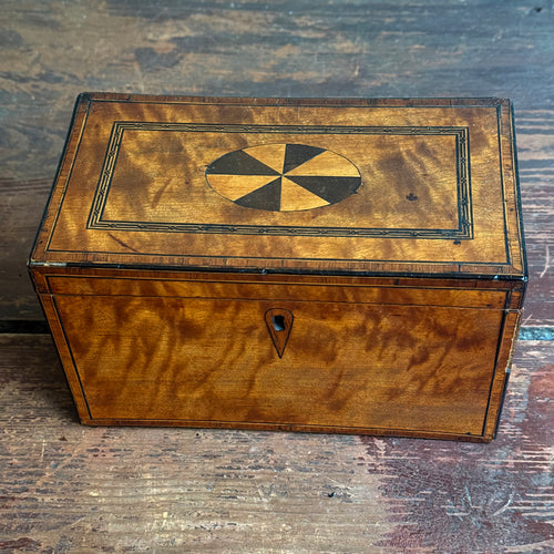 Early 19th-century Satinwood Inlaid Banded Tea Caddy Box