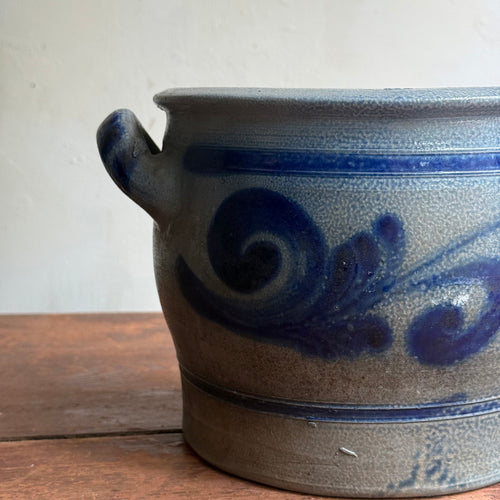 19th-century Salt-Glazed Stoneware German Crock (#1)