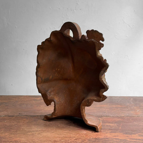 Antique American Cast Iron Flower Basket with Dog Doorstop