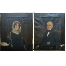 Pair of 19th-Century Oil on Canvas Portrait Paintings